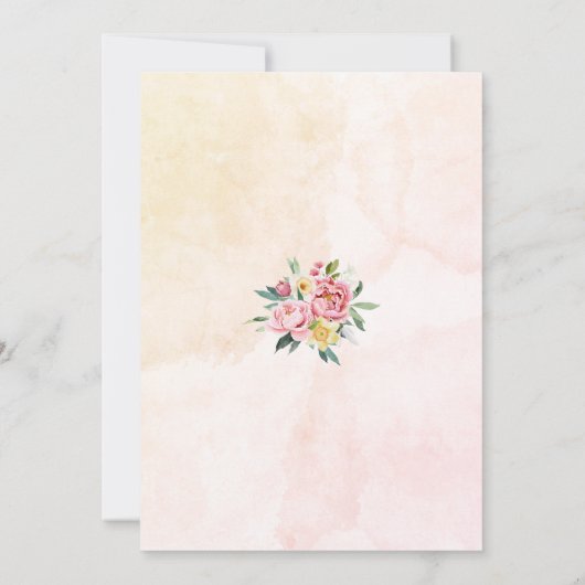 スイートイエローピンクフローラバプテスマ招待状 招待状 (裏面)