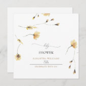 スイートイエローピーニーベビーシャワースクエア 招待状 (正面/裏面)