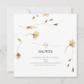 スイートイエローピーニーベビーシャワースクエア 招待状 (正面)