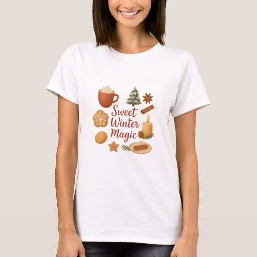 スイートウィンターマジック - あたたかなクリスマスの冬 Tシャツ (正面)
