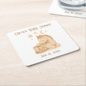 スイートウェスタンベビーブーツとフォールベビーシャワー スクエアペーパーコースター (アングル)