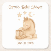 スイートウェスタンベビーブーツとフォールベビーシャワー スクエアペーパーコースター (正面)