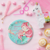 スイートウォーターカラーアンダーシーマーメイドガーリー誕生日 ペーパープレート (パーティー)