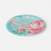 スイートウォーターカラーアンダーシーマーメイドガーリー誕生日 ペーパープレート (アングル)