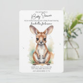 スイートウォーターカラーカンガルーベビーシャワー招待状 招待状 (スタンド正面)