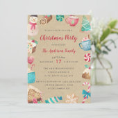 スイートウォーターカラークリスマスパーティの招待状 招待状 (スタンド正面)