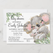 スイートウォーターカラーコアラユニセックスベビーシャワー 招待状 (正面)