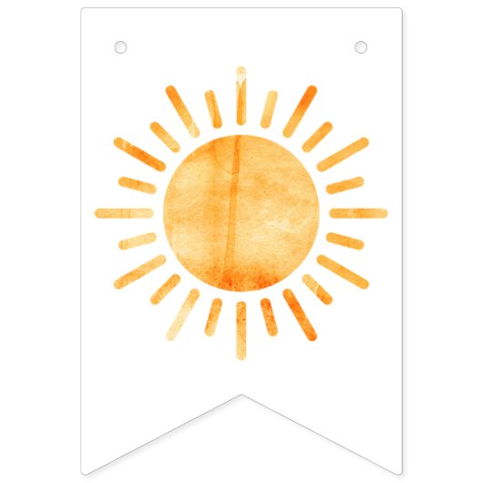 スイートウォーターカラーサンハッピーバースデー バンティングフラッグ (第1の旗)