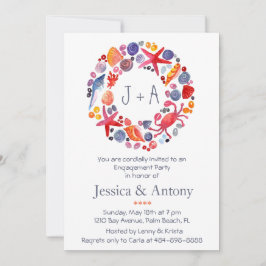 スイートウォーターカラーシーリースビーチ婚約パーティ 招待状