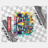 スイートウォーターカラースポーツカーレーシングボーイブランケット フリースブランケット (正面(横))