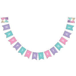 スイートウォーターカラードーナツハッピーバースデー バンティングフラッグ
