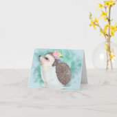 スイートウォーターカラーハリネズミ カード (黄色い花)