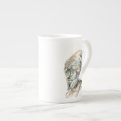スイートウォーターカラーバーンドルフクロウ鳥自然アート ボーンチャイナマグカップ (正面右)