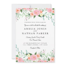 スイートウォーターカラーピンクピーチ結婚式招待状