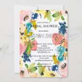 スイートウォーターカラーフローラガーデンブライダルシャワー 招待状 (正面)