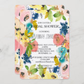 スイートウォーターカラーフローラガーデンブライダルシャワー 招待状 (正面/裏面)