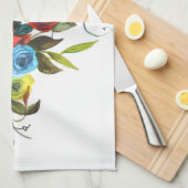 スイートウォーターカラーブーケシンプルホワイト キッチンタオル (四つ折り)