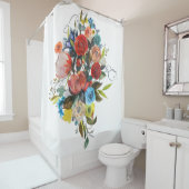 スイートウォーターカラーブーケシンプルホワイト シャワーカーテン (インサイチュ)