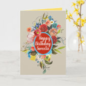 スイートウォーターカラーブーケ誕生日 カード (黄色い花)