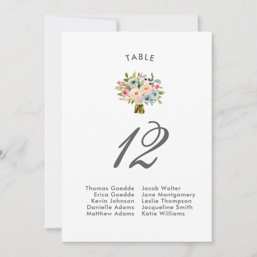 スイートウォーターカラーブーケ |シーティングチャート 招待状 (正面)