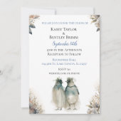 スイートウォーターカラーペンギンユニークズ結婚ズ 招待状 (正面)