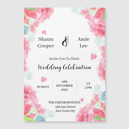 スイートウォーターカラーボホ結婚式招待状 マグネット招待状 (正面)