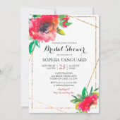 スイートウォーターカラーポピーフローラブライダルシャワー招待状 招待状 (正面)