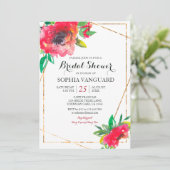 スイートウォーターカラーポピーフローラブライダルシャワー招待状 招待状 (スタンド正面)