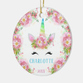スイートウォーターカラーユニコーンクリスマスオーナメント セラミックオーナメント (左)