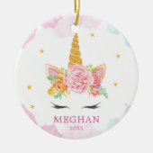 スイートウォーターカラーユニコーンクリスマスオーナメント セラミックオーナメント (正面)
