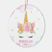 スイートウォーターカラーユニコーンクリスマスオーナメント セラミックオーナメント (左)