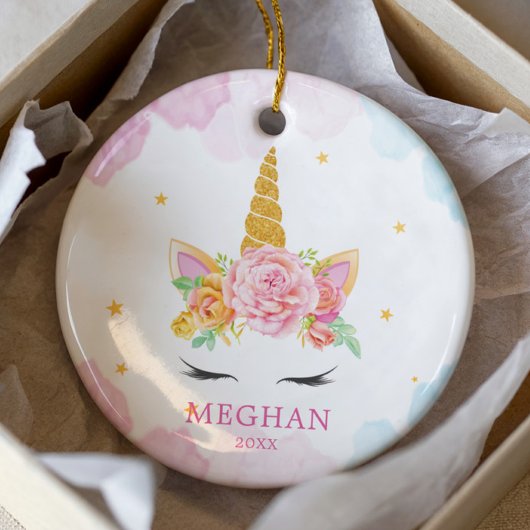 スイートウォーターカラーユニコーンクリスマスオーナメント セラミックオーナメント