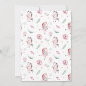 スイートウォーターカラーレインボーフラワーユニコーン誕生日 招待状 (裏面)