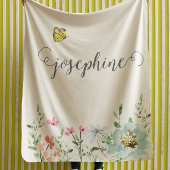 スイートウォーターフローラバタフライガールカスタム フリースブランケット