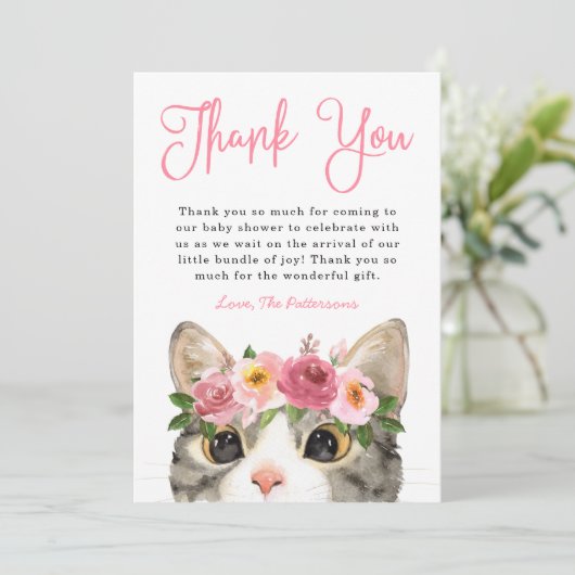 スイートウォーター子猫ガールベビーシャワー サンキューカード (スタンド正面)