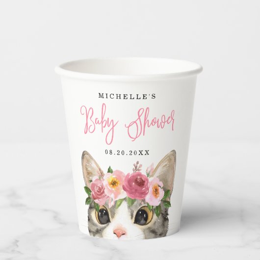 スイートウォーター子猫ガールベビーシャワー 紙コップ (正面)