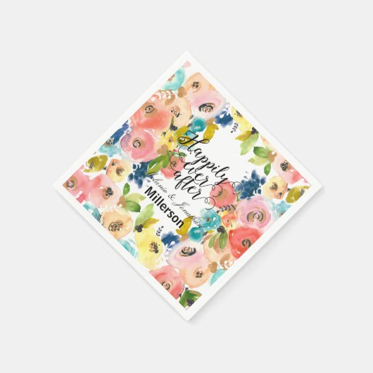 スイートウォーター色のフローラ結婚ズ スタンダードカクテルナプキン (角)