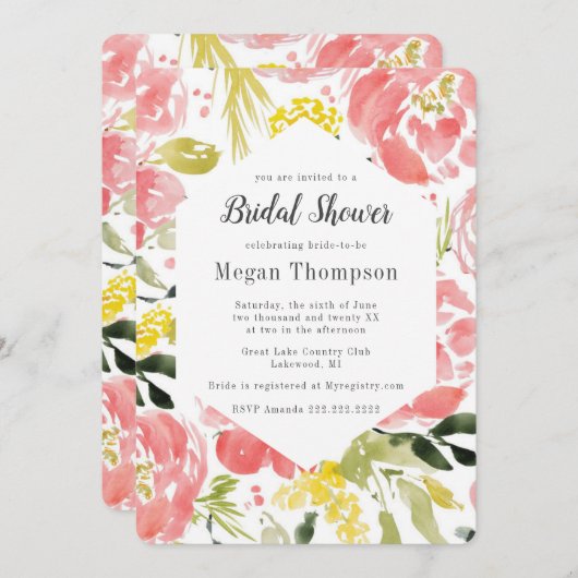 スイートウォーター開花ブライダルシャワー招待 招待状 (正面/裏面)
