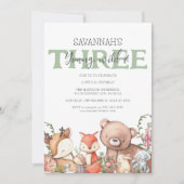 スイートウッドランドアニマル子供の誕生日パーティー 招待状 (正面)