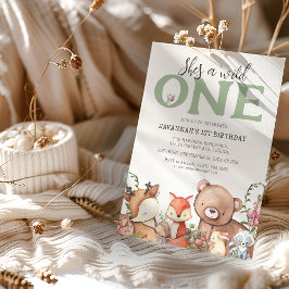 スイートウッドランドアニマル子供の誕生日パーティー 招待状