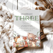 スイートウッドランドアニマル子供の誕生日パーティー 招待状