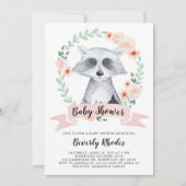 スイートウッドランドアライグマ赤ちゃんシャワー 招待状 (正面)