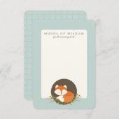 スイートウッドランドキツネベビーシャワーアドバイスインサートカード アドバイスカード (正面/裏面)