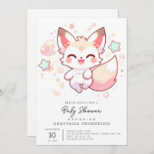 スイートウッドランドキツネベビーシャワー 招待状 (正面/裏面)