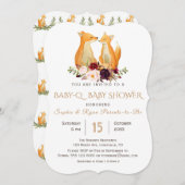 スイートウッドランドキツネベビー-Qベビーシャワー 招待状 (正面/裏面)