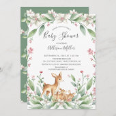スイートウッドランドディアツインズベビーシャワー招待状 招待状 (正面/裏面)