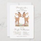 スイートウッドランドディアツインベビーシャワー招待状 招待状 (正面)