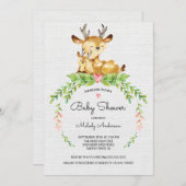 スイートウッドランドディアベビーシャワー招待状 招待状 (正面/裏面)