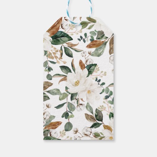 スイートウッドランドディアーアイボリーフローラベビーシャワーの好意 ギフトタグ (裏面)