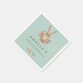 スイートウッドランドバニーファースト誕生日ナプキン スタンダードカクテルナプキン (角)